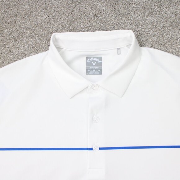 Callaway Opti-Dri Polo Shirt Mens XL White & Blue Golf Stretch Short Sleeve - Picture 5 of 13